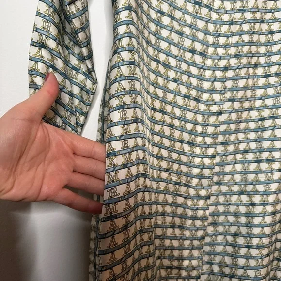 MaxMara Cupid Vampata Monogram Silk Button Front Belted Shirt Dress Size Small - Picture 15 of 15